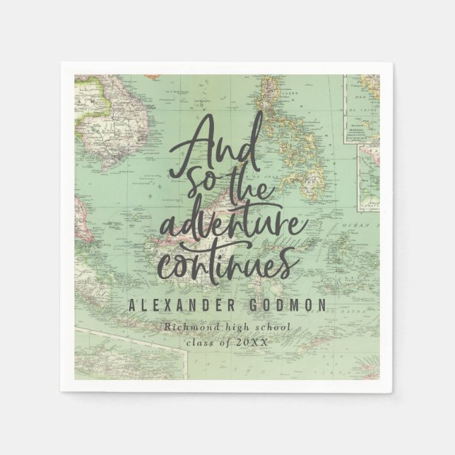 Och så fortsätter äventyr studentfesten pappersservett (Framsidan)