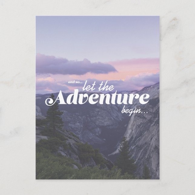 och så... Låt äventyr börja Vykort (Framsida)