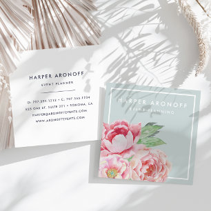 och Sage Antique Peony Square Fyrkantigt Visitkort