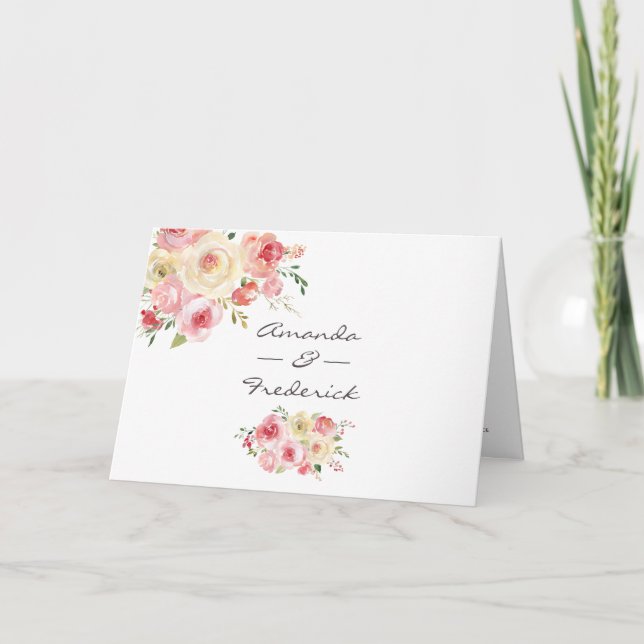  och Sage Grönt Vattenfärg Blommigt Bröllop Program (Framsida)