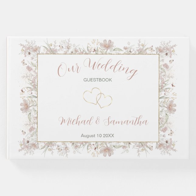  och Sage Wildblomma Vår bröllop Gästböcker (Framsida)