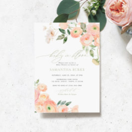  och sålda Grönt Flowers Baby i Bloom Shower Inbjudningar