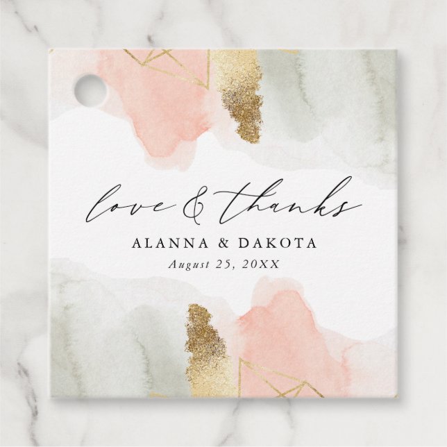  och sålda vattenfärgen Guld Geometric Bröllop Gåvor Etiketter (Framsida)