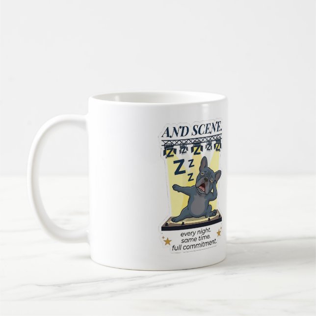 Och scen rolig fransk bulldogg kaffemugg (Vänster)