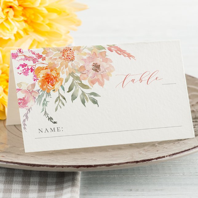  och skalat Blommigt, barnbilsskor Placeringskort (Seating Place Card Mock-up)