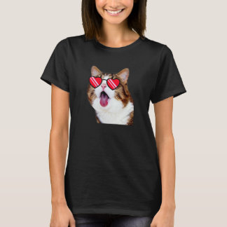 Och söt katt Katt ansikte med glasögon T Shirt