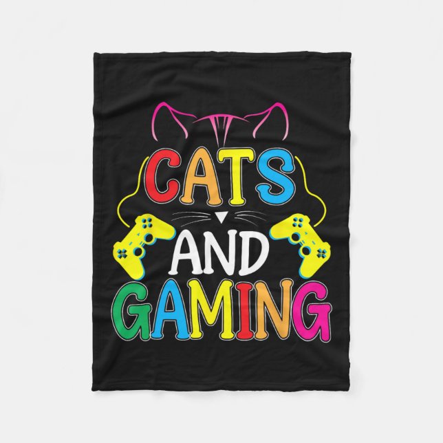 Och spel för kattälskande spelare Video Game Play Fleecefilt (Framsidan)