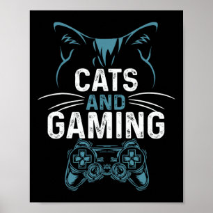 Och Spelande Söt Katt Älskare Spelare Datorspel Sö Poster