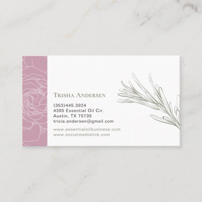 Och steg den blom- botaniska örten för rosmarinar visitkort (Framsida)