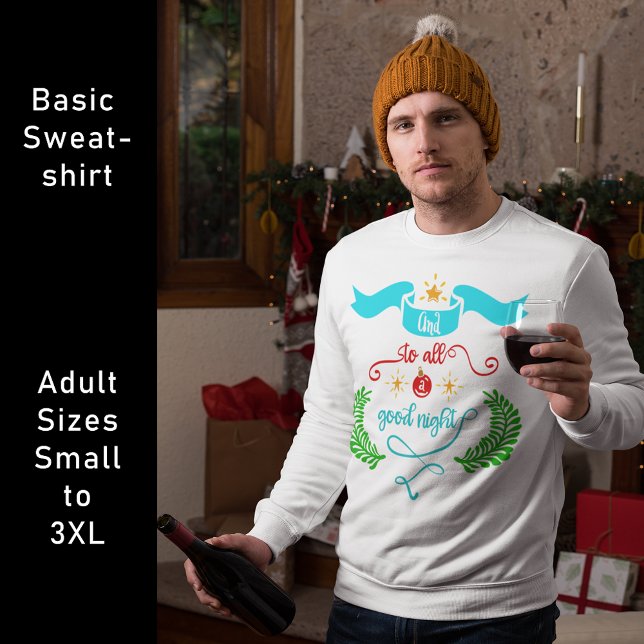 Och till alla Bra Nattjul, Typografi, ZSG Lång Ärmad Tröja (And To All A Good Night Christmas, Typography Sweatshirt)