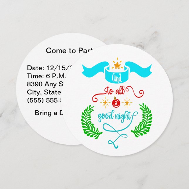 Och till alla en Bra nattlig jultypografi Inbjudningar (Fram/baksida)