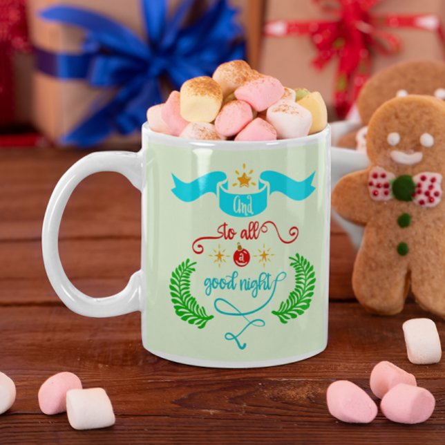 Och till alla en Bra nattlig jultypografi Jumbo Mugg (And To All A Good Night Christmas Typography Giant Coffee Mug)
