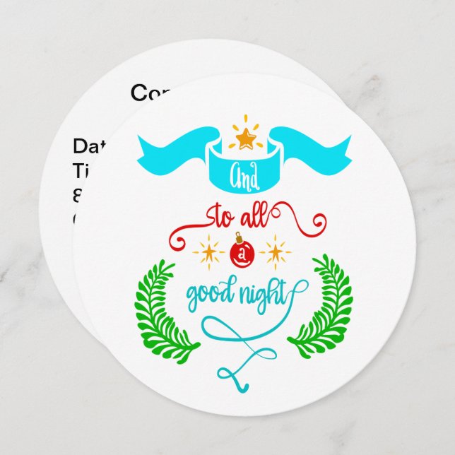 Och till alla en god natt jul typografi inbjudningar (Fram/baksida)