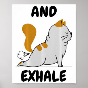 Och utandande Yoga Katt Comfort Färger Vuxen Tunga Poster