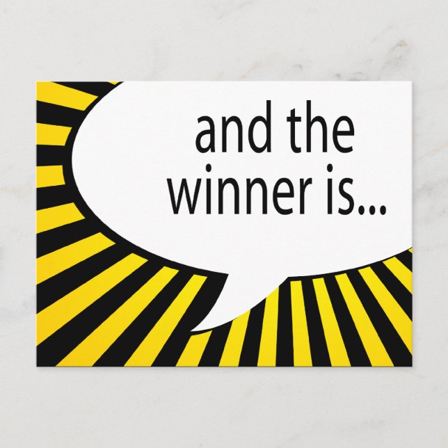 Och vinnaren är! Bubbelbubbla tecknad tal Vykort (Framsida)