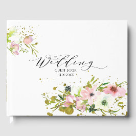  och vit ros med guld stänk Bröllop Gästböcker