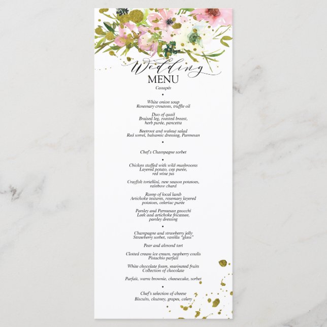  och vit ros med guld stänk meny (Framsida)