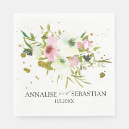  och Vit ros med guld stänk Pappersservett