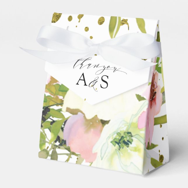  och vit ros med guld stänk presentaskar (Framsidan Sidan)