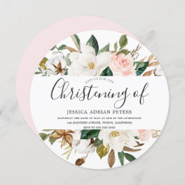 och vit vacker Blommigt Christening Baptism Inbjudningar