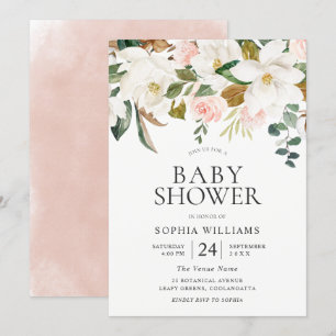 och vita Blommigtar - vacker babystövel Inbjudningar