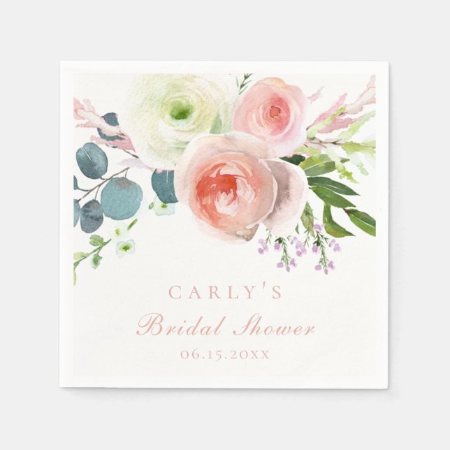  och vita Blommigten Garden Bouquet Pappersservett (Framsidan)