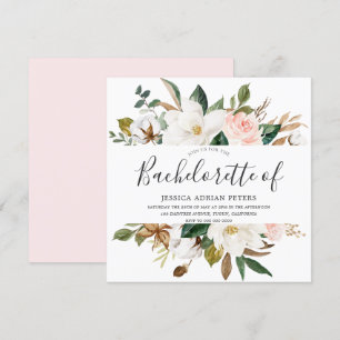  och vita blommor Bachelorette-partiet Inbjudningar