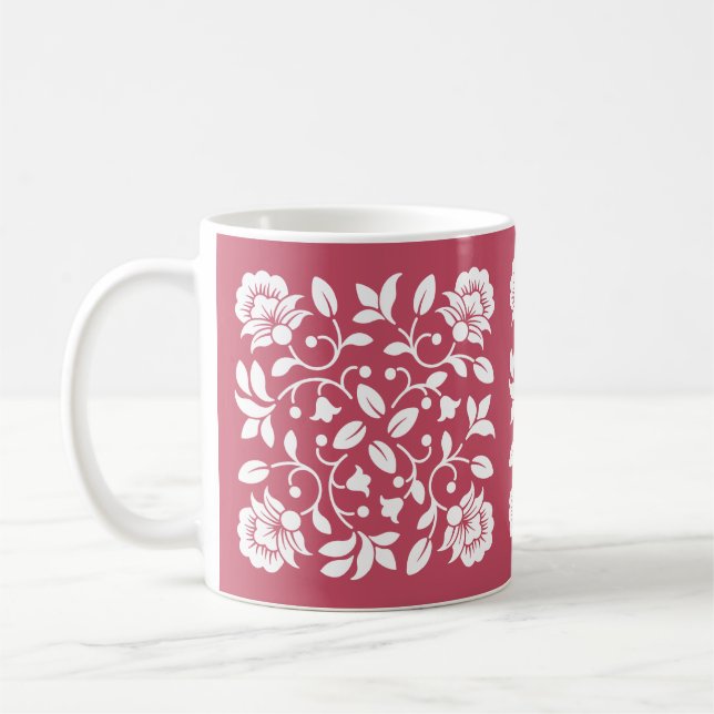  och vita färg-blommor kaffemugg (Vänster)