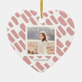  och vita penseldrag med Photo och Namn Julgransprydnad Keramik