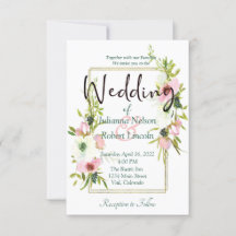 och vita vattenfärgen blommigt bröllop invitati