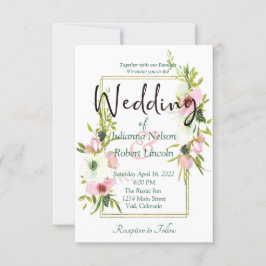  och vita vattenfärgen blommigt bröllop invitati inbjudningar