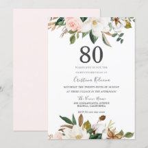  och vita vattenfärger Blommor 80:e födelsedag
