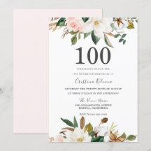  och vita vattenfärgsblommor 100:e födelsedag