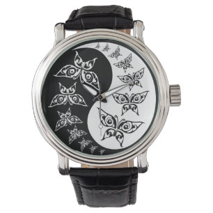 Och White Yin Yang Tao Butterflies Armbandsur