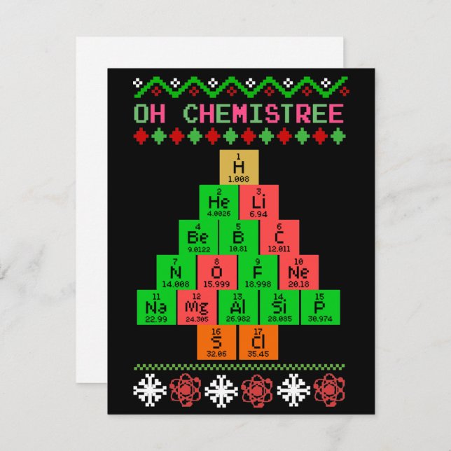 Ochemistree Ugly julsötare för kemist Julkort (Fram/baksida)