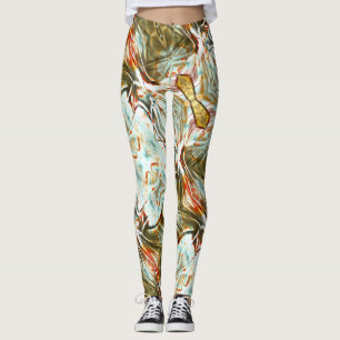 Ocher struktur med pixelskink och repor leggings