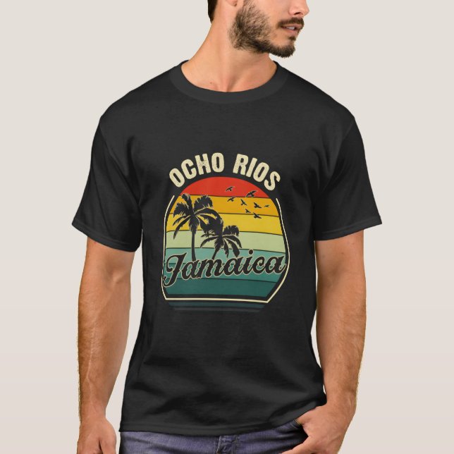 Ocho Rios Beach Jamaica Summer Vacation Palm T Shirt (Framsida)