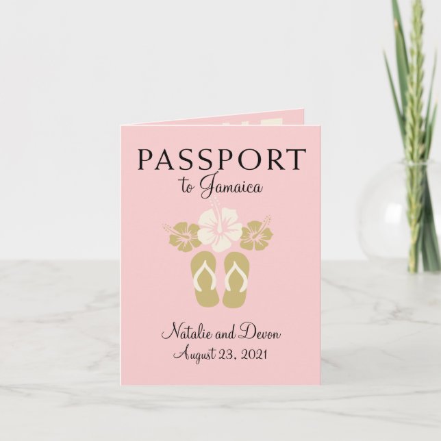 Ocho Rios Jamaica Passport Flinflip flops Hibiscus Inbjudan (Framsida)
