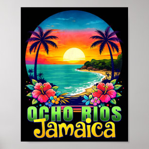 Ocho Rios Jamaica Strand Tropisk Solnedgång Sommar Poster