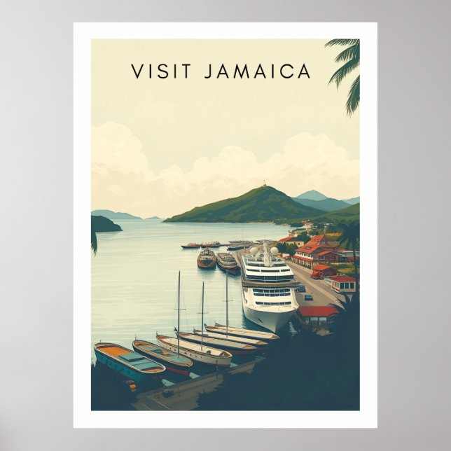 Ocho Rios, Jamaica – Vintage Travel Illustration Poster (Framsidan)