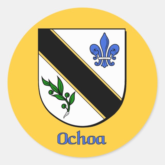 Ochoa Family Shield Stickers Runt Klistermärke (Framsida)