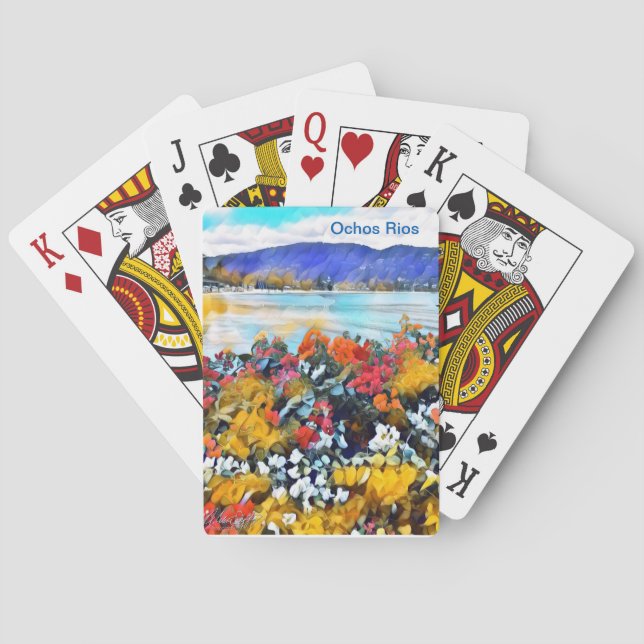 Ochos Rios Neon Pop Art Blommigt Casinokort (Baksidan)