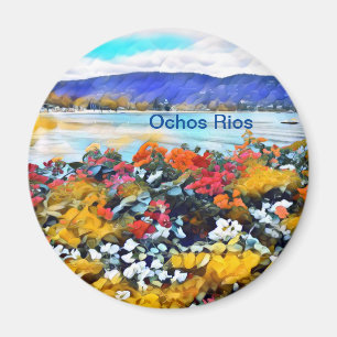 Ochos Rios Neon Pop Art Blommigt Magnet