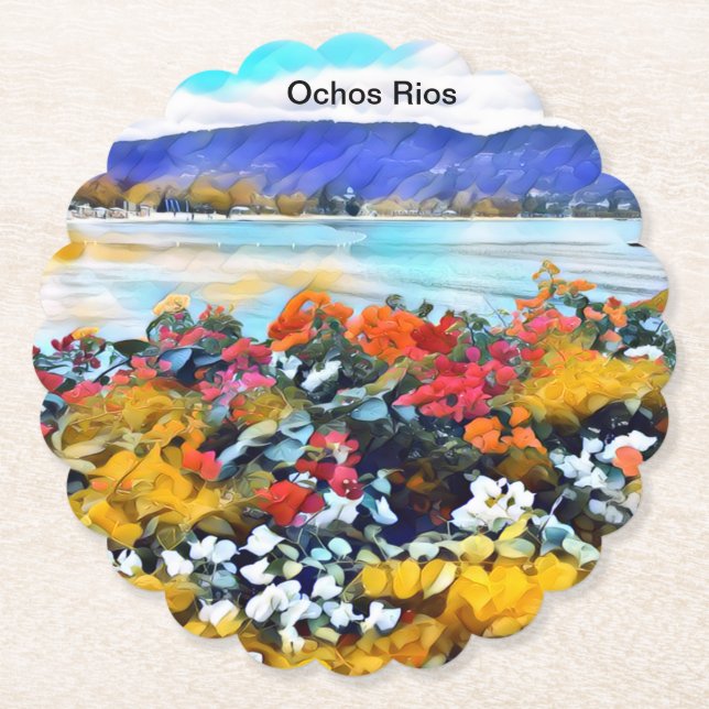 Ochos Rios Neon Pop Art Blommigt Underlägg Papper (Framsida)