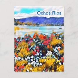 Ochos Rios Neon Pop Art Blommigt Vykort