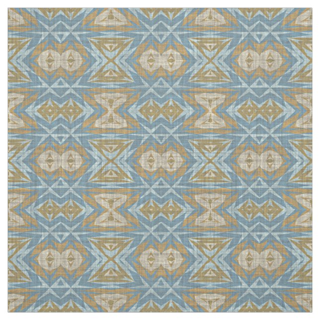 Ochre Beige Teal Blue Eclectic Ethnic look Tyg (Provkarta)