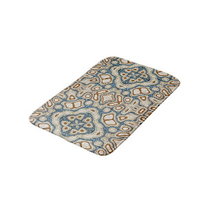 Ochre Brown Teal Blue Tribal Art Badrumsmatta