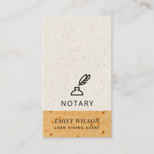 OCHRE CERAMIC GLAZED SPECKLED FEAther NIB NOTARY Visitkort