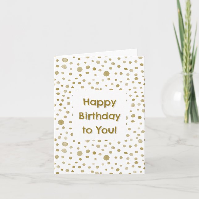 Ochre Confetti Watercolor Dots Birthday Card Kort (Framsida)