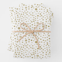 Ochre Confetti Watercolor Dots Wrapping Papper